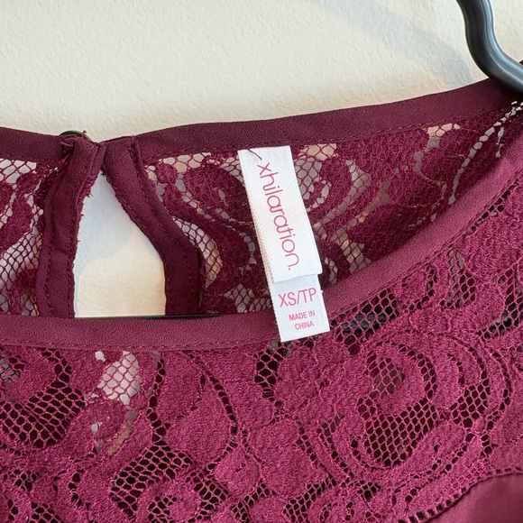 Xhilaration Burgundy Lace Detail Blouse - Picture 2 of 3